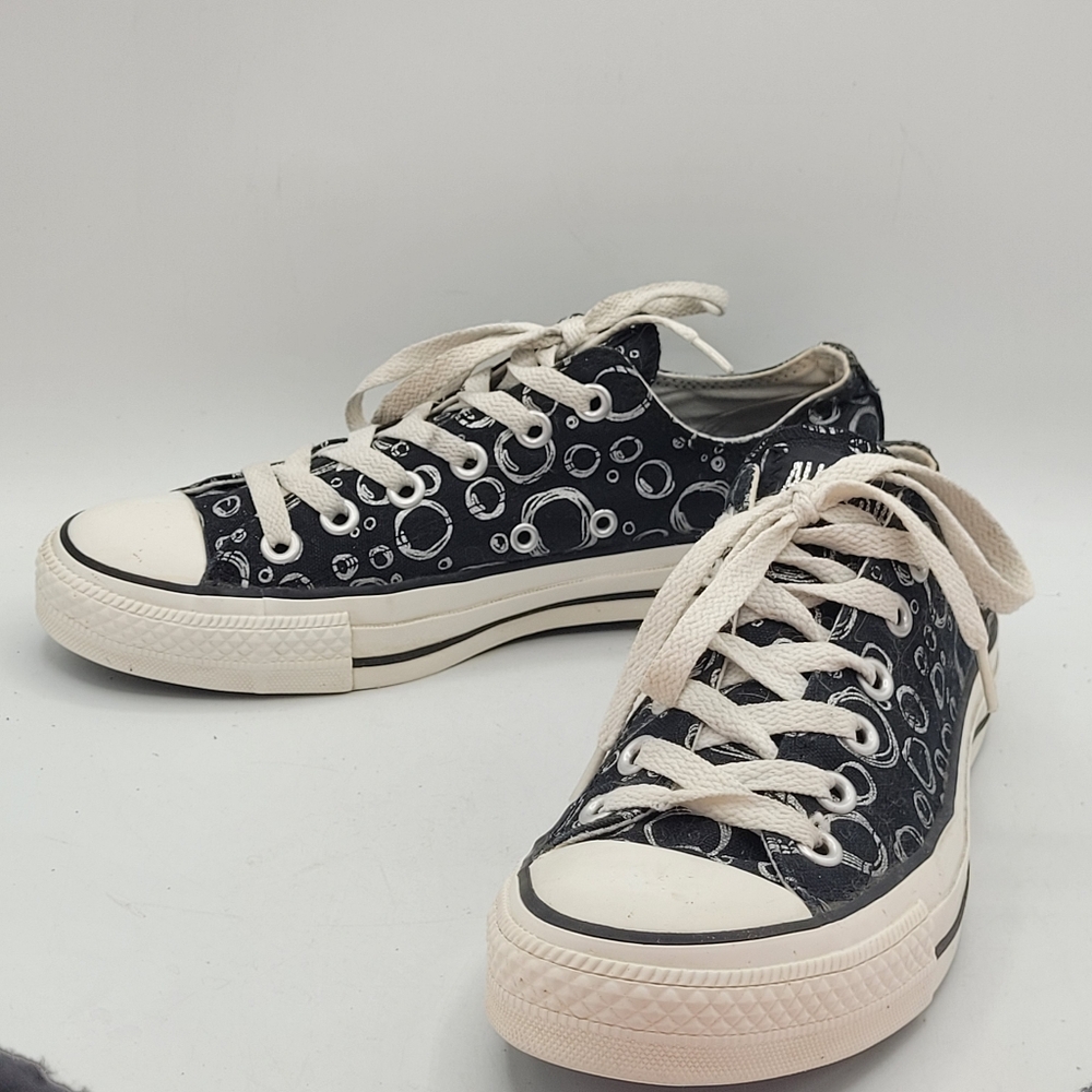 Converse Black With Silver Bubbles Skater Sneakers Size 8 - Picture 7 of 16